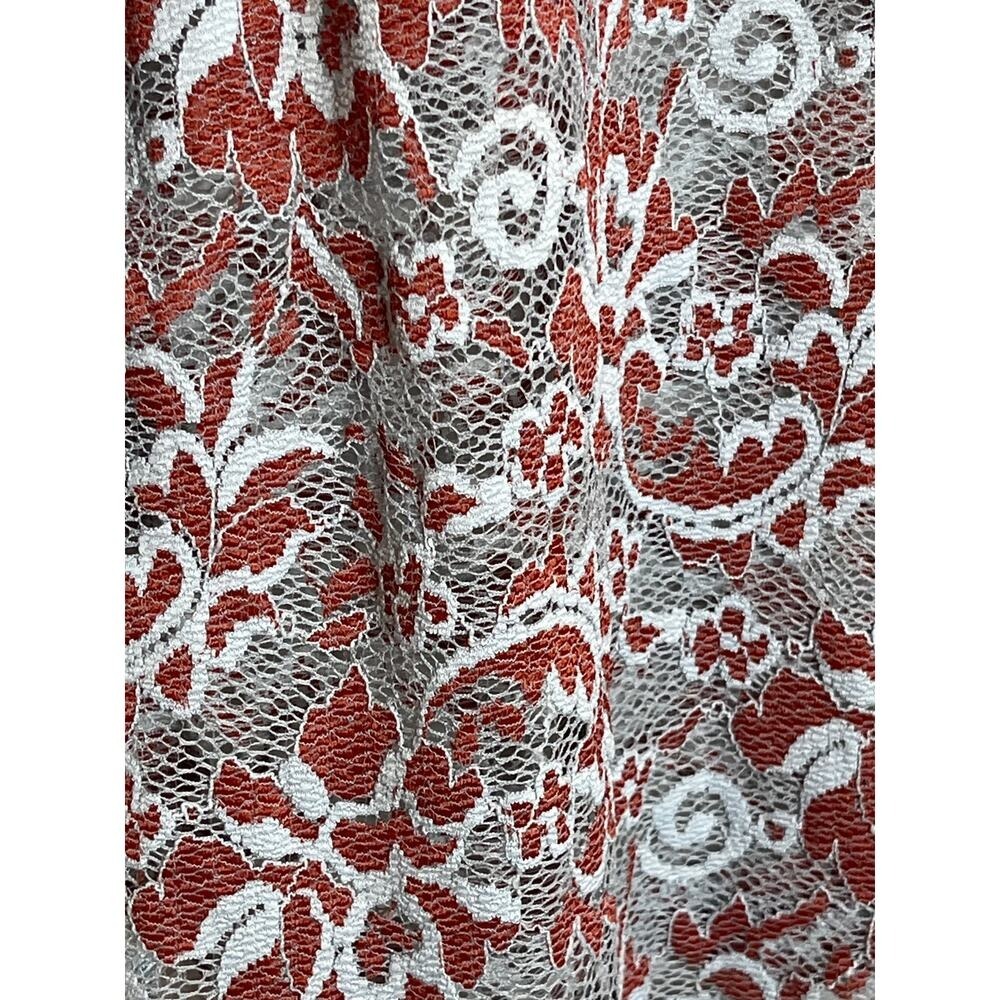 Ganni Sheer Floral Lace Mesh Top Red Gray Scandi Cool Girl Medium - Picture 6 of 11